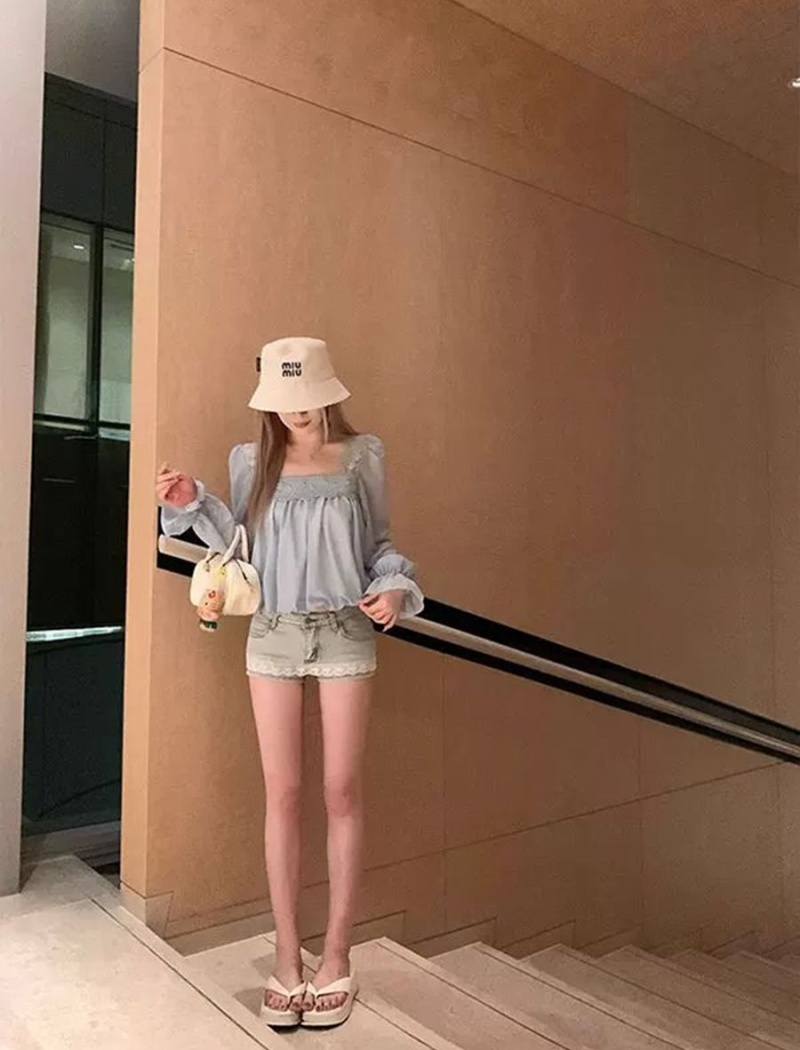 Low-waist summer shorts splice culottes for women