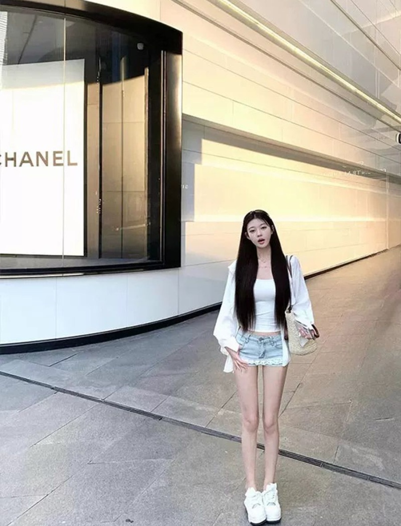 Low-waist summer shorts splice culottes for women