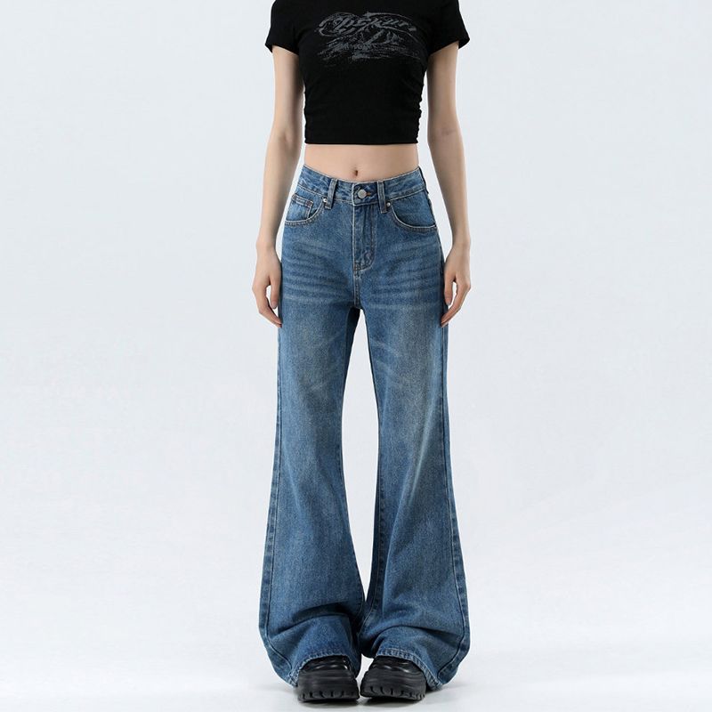 Loose spring long pants slim wide leg jeans for women