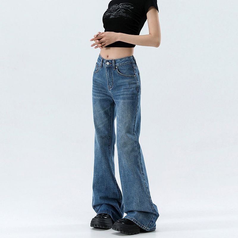 Loose spring long pants slim wide leg jeans for women