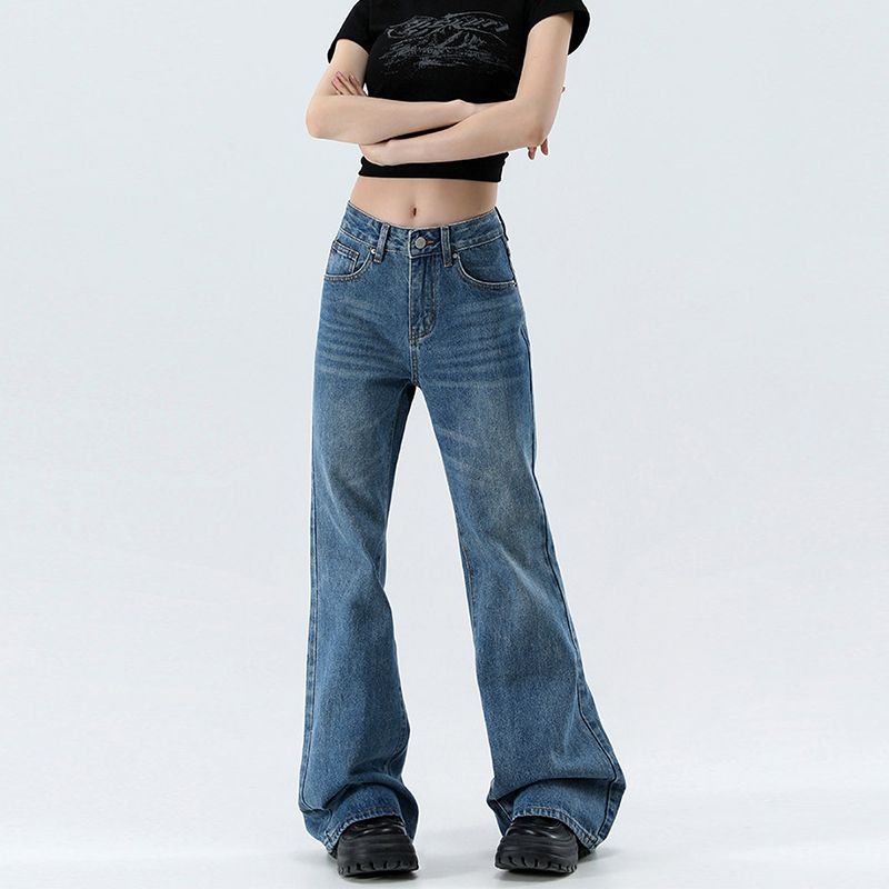 Loose spring long pants slim wide leg jeans for women