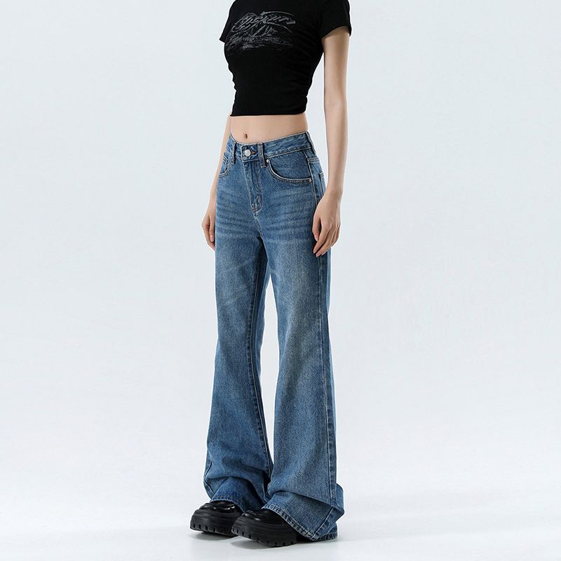 Loose spring long pants slim wide leg jeans for women