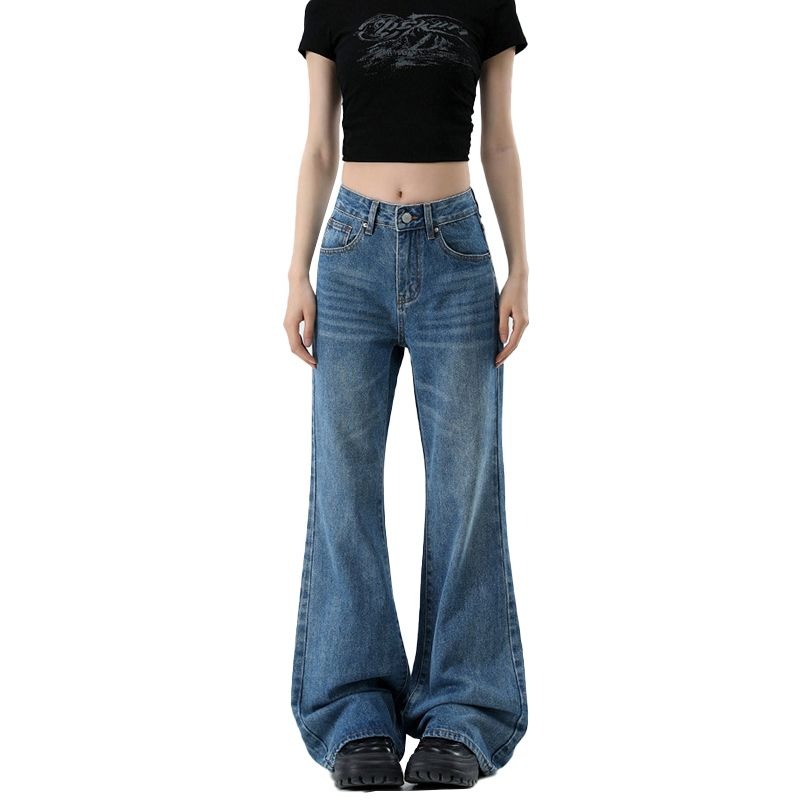 Loose spring long pants slim wide leg jeans for women