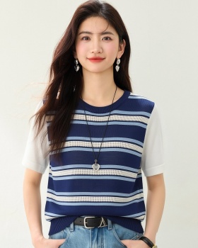 Mixed colors short sleeve tops temperament T-shirt