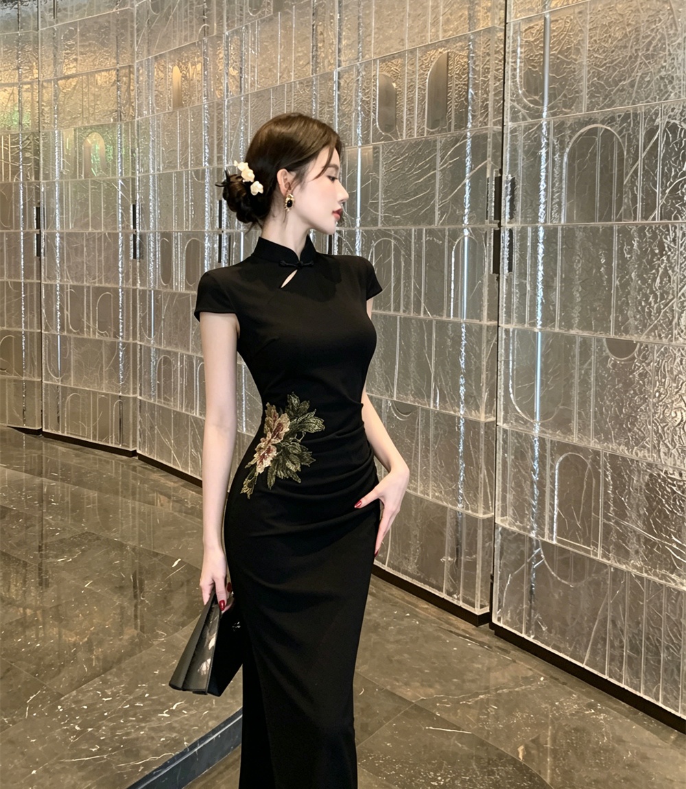 Split retro summer slim dress