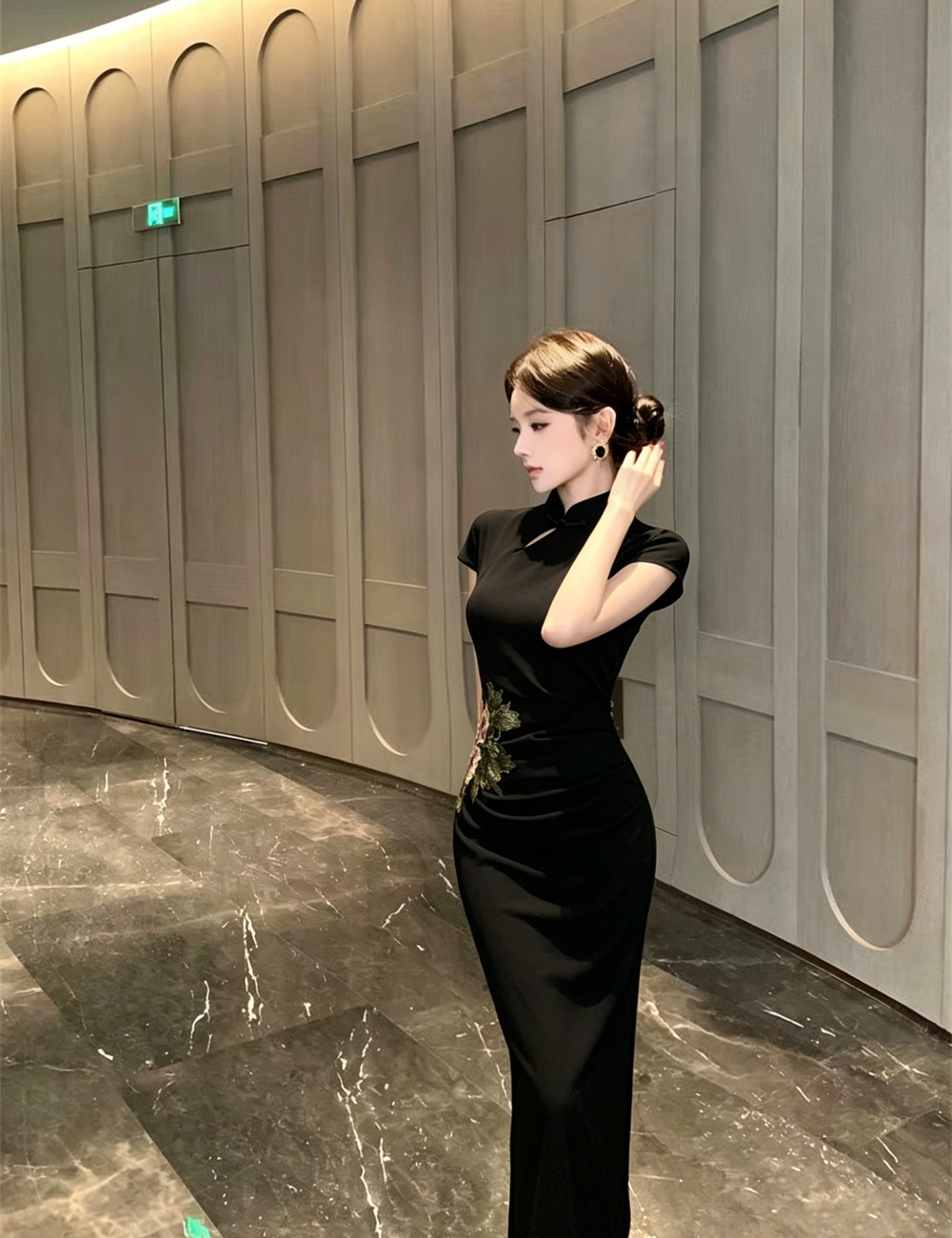 Split retro summer slim dress