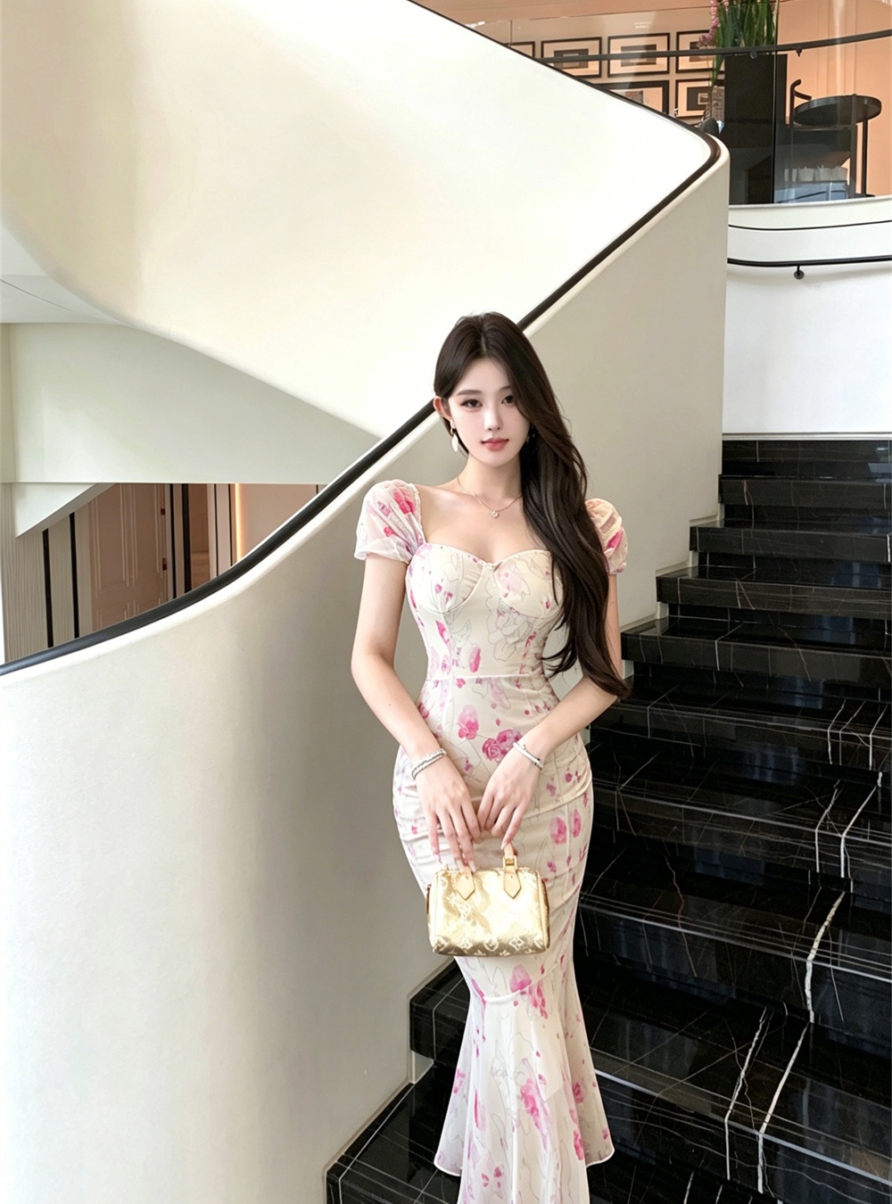 Summer slim floral temperament sexy dress