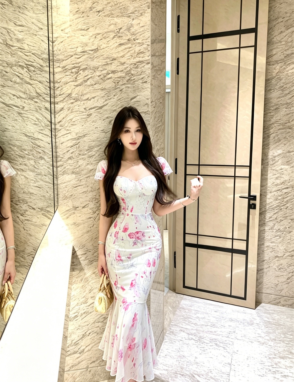 Summer slim floral temperament sexy dress