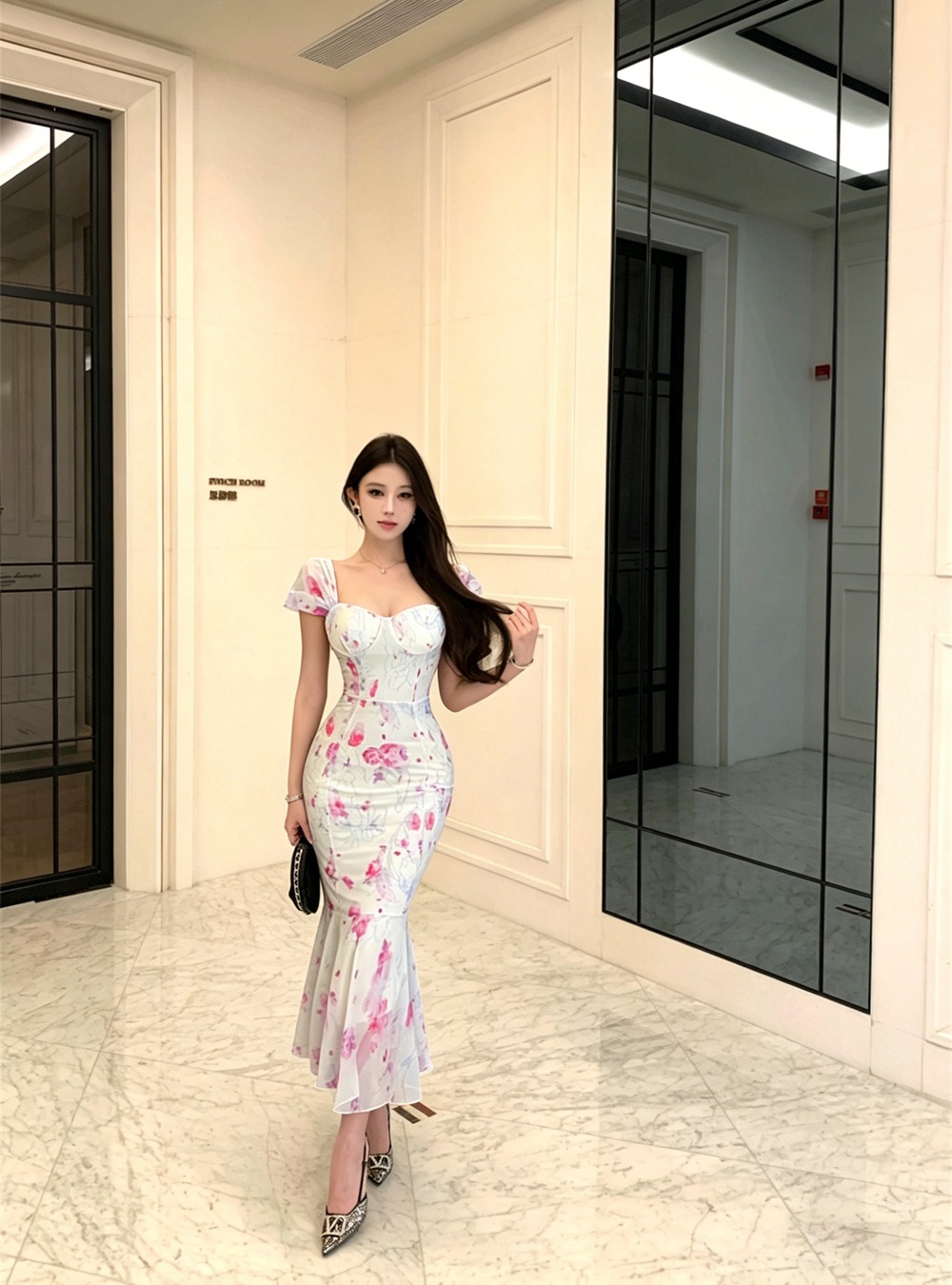 Summer slim floral temperament sexy dress