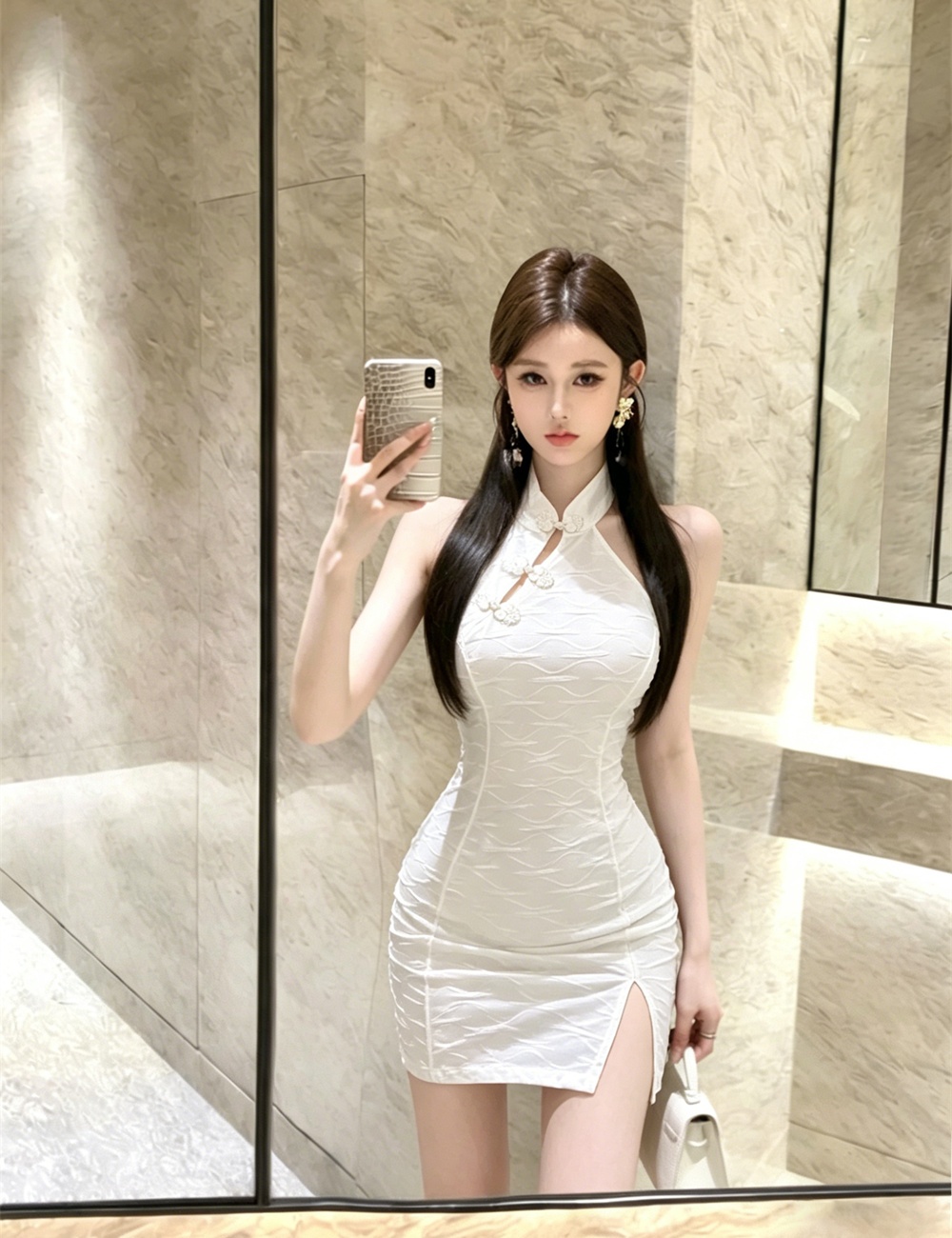 Slim strapless cheongsam halter retro dress