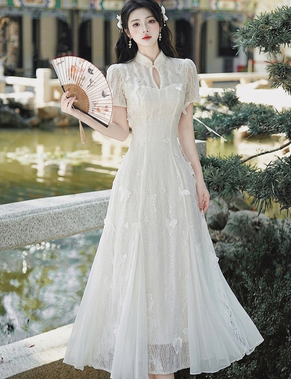 Pinched waist slim dress Chinese style cheongsam