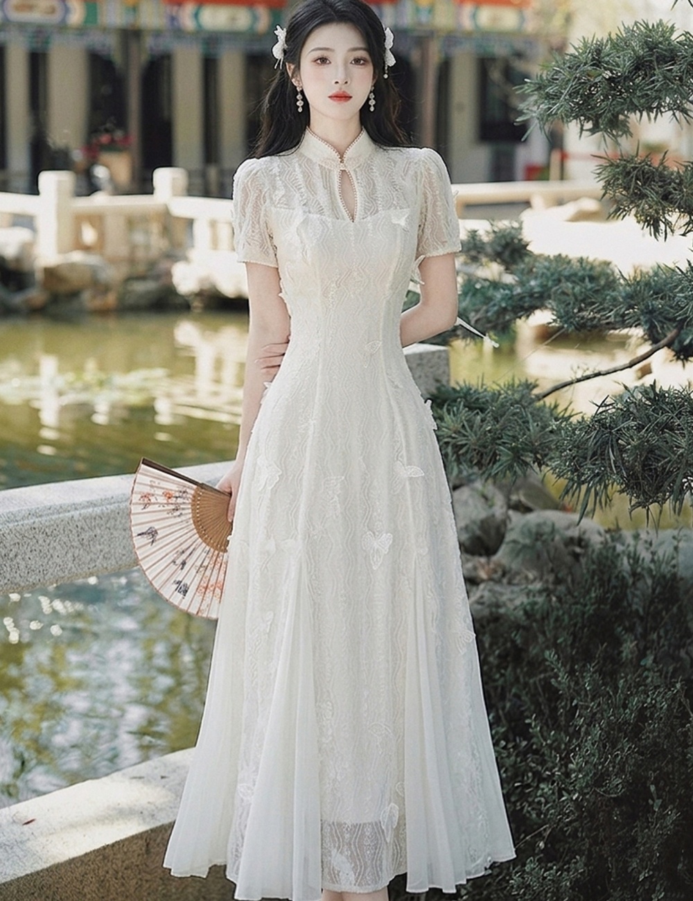 Pinched waist slim dress Chinese style cheongsam