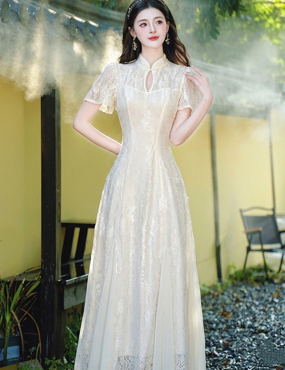 Pinched waist slim dress Chinese style cheongsam