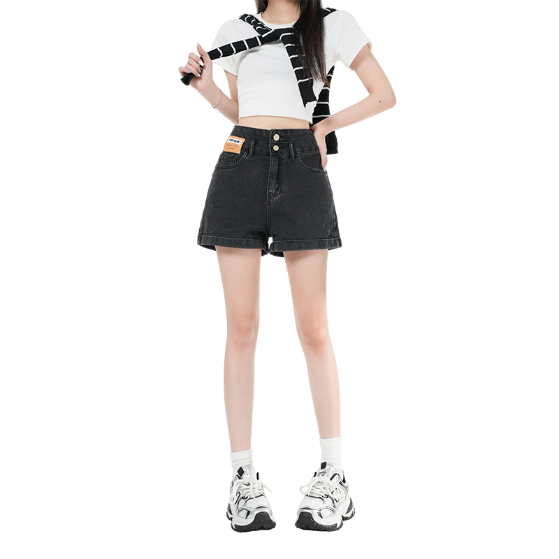 Crimping shorts wide leg short jeans for women