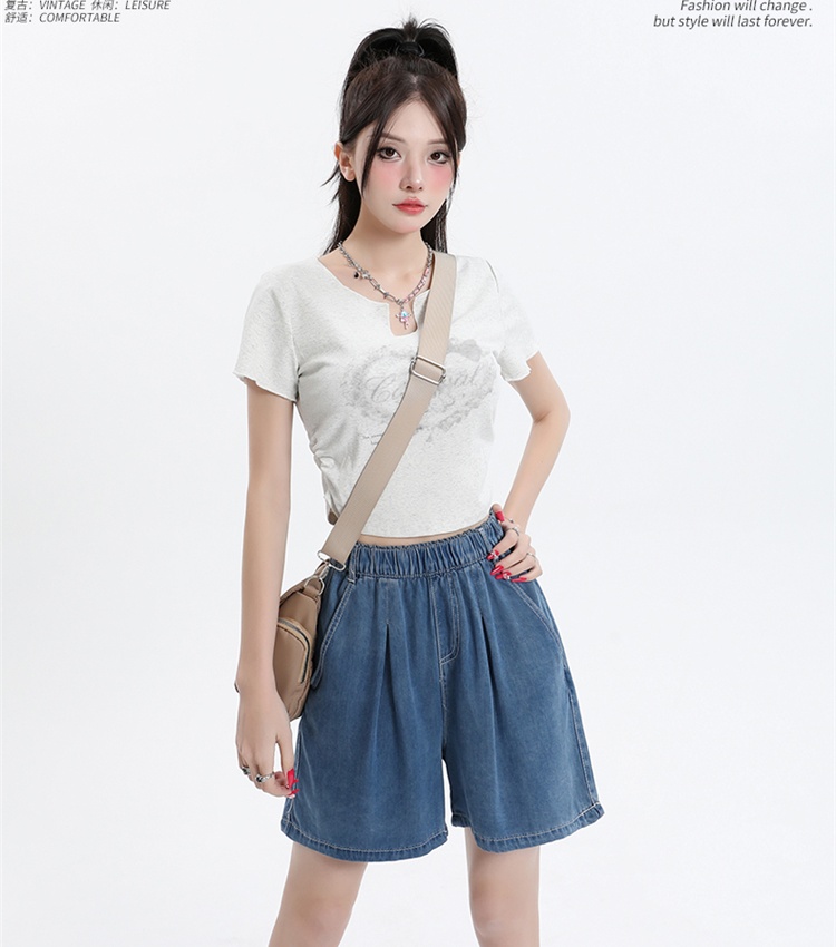 All-match summer wide leg pants Casual short jeans