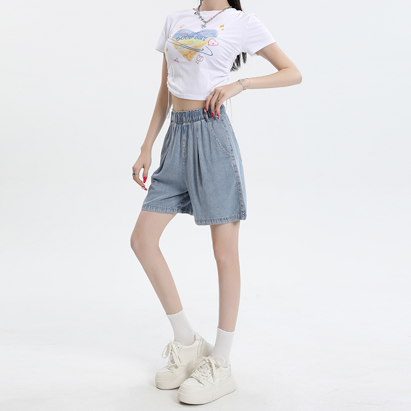 All-match summer wide leg pants Casual short jeans