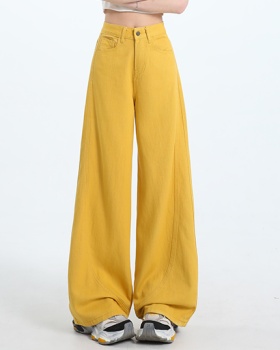Mopping denim pants loose wide leg long pants for women