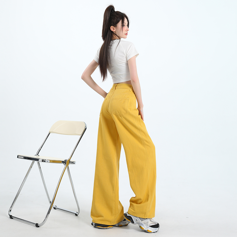 Mopping denim pants loose wide leg long pants for women