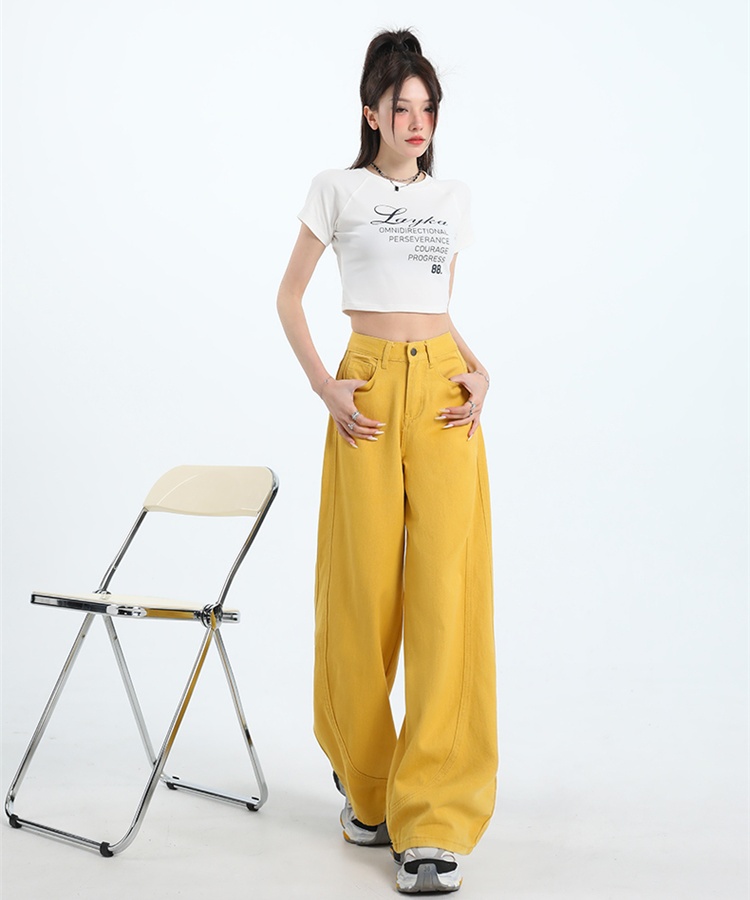 Mopping denim pants loose wide leg long pants for women