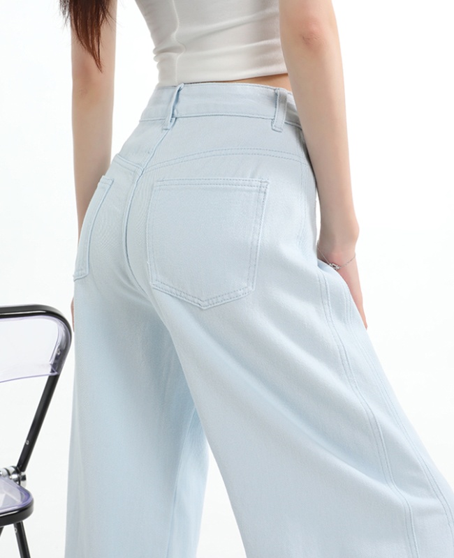 Mopping denim pants loose wide leg long pants for women