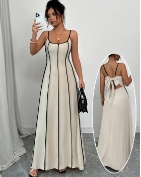 Halter sling mixed colors small strap dress for women