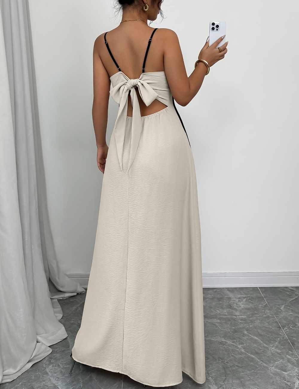 Halter sling mixed colors small strap dress for women