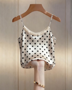 Satin sling fashion polka dot pearl decoration vest