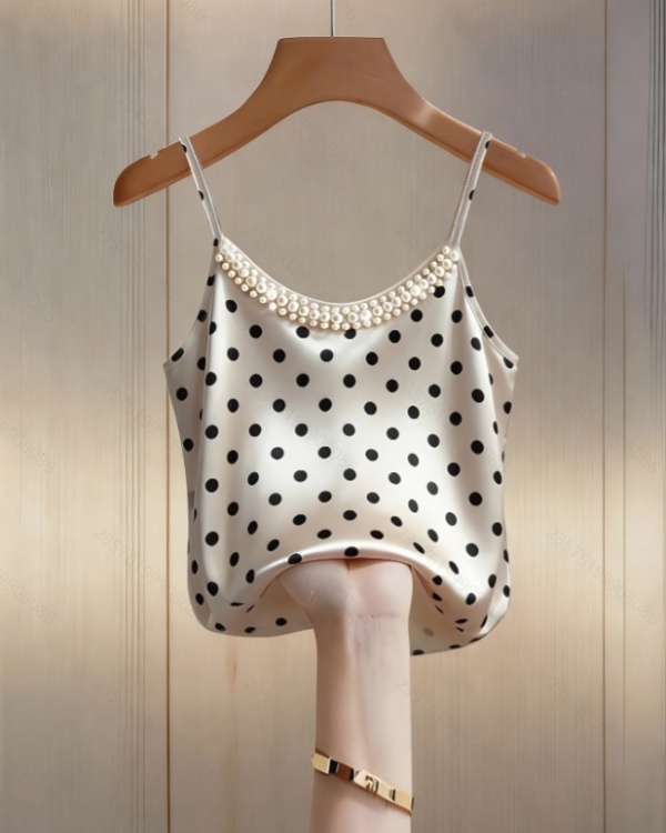 Satin sling fashion polka dot pearl decoration vest