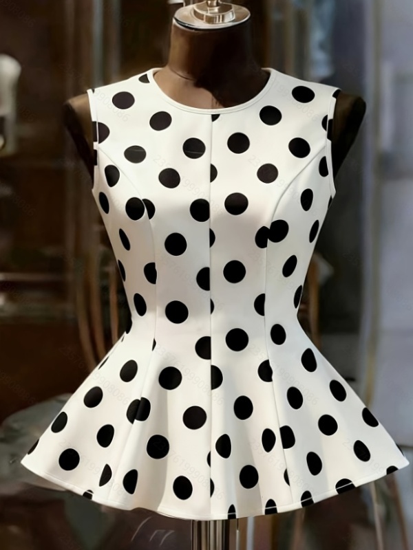 Retro round neck France style summer vest for women