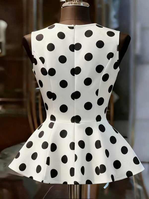 Retro round neck France style summer vest for women