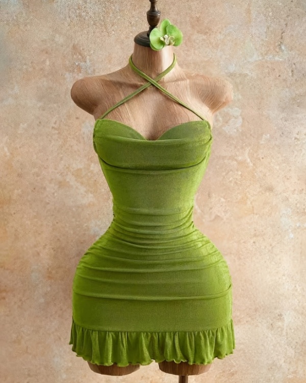 Halter vacation romantic mini summer dress