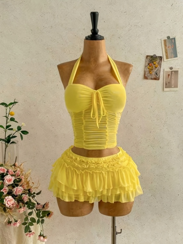 Mesh summer skirt vacation tops a set for women