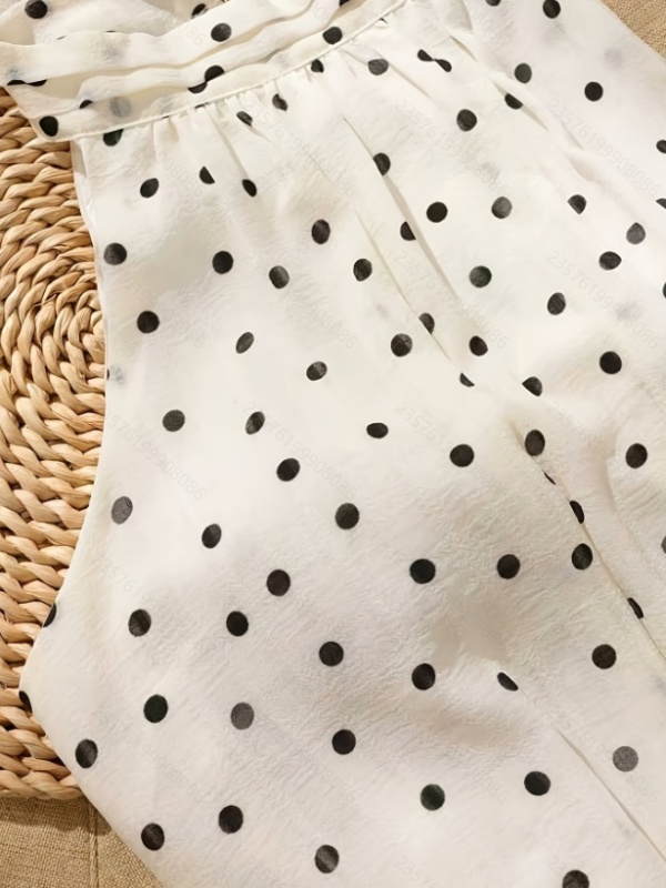 Polka dot chiffon tops commuting shirt