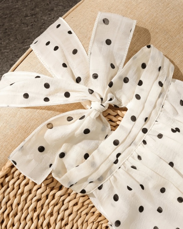 Polka dot chiffon tops commuting shirt