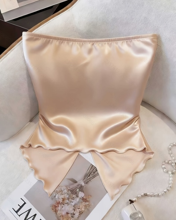 Elegant pure summer satin wrapped chest tops