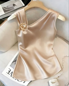Satin all-match knitted elegant fashion tops for women