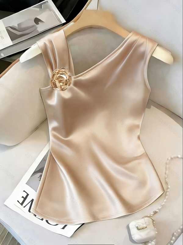 Satin all-match knitted elegant fashion tops for women