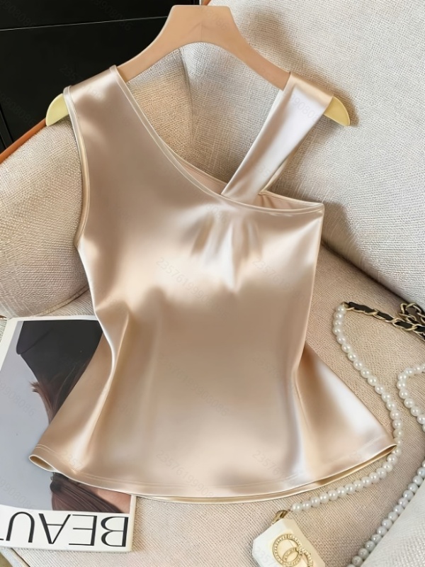 Satin all-match knitted elegant fashion tops for women