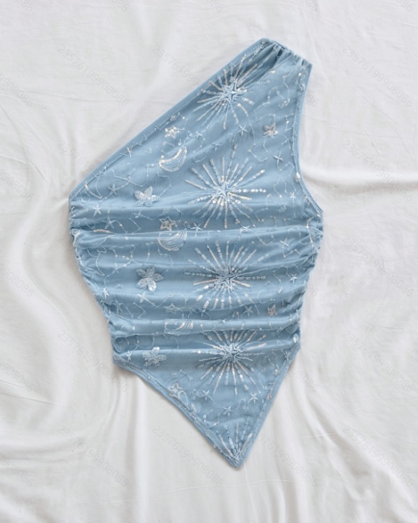 Sequins romantic embroidered tops for women
