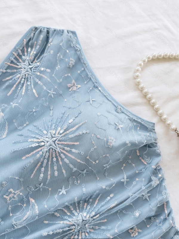 Sequins romantic embroidered tops for women