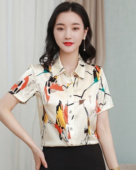 Summer printing tops slim shirt for women