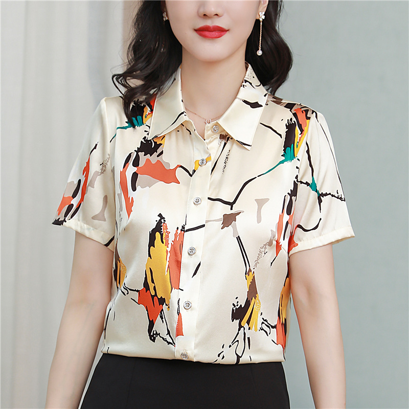 Summer printing tops slim shirt for women