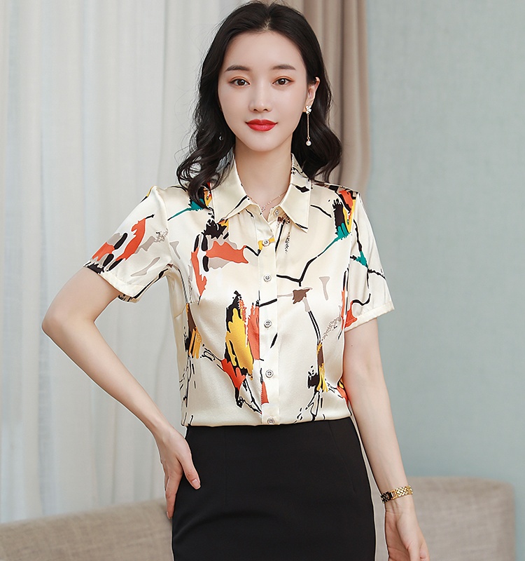 Summer printing tops slim shirt for women