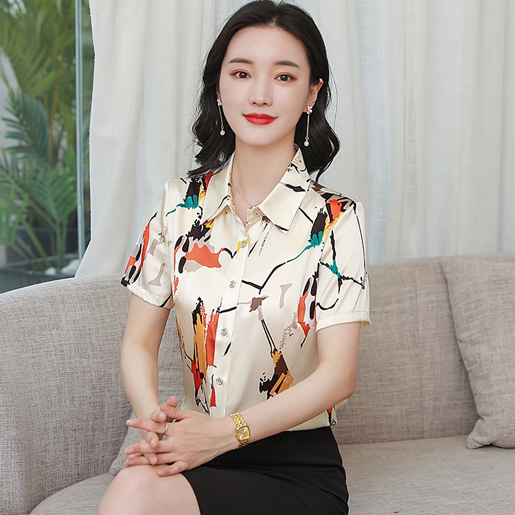 Summer printing tops slim shirt for women