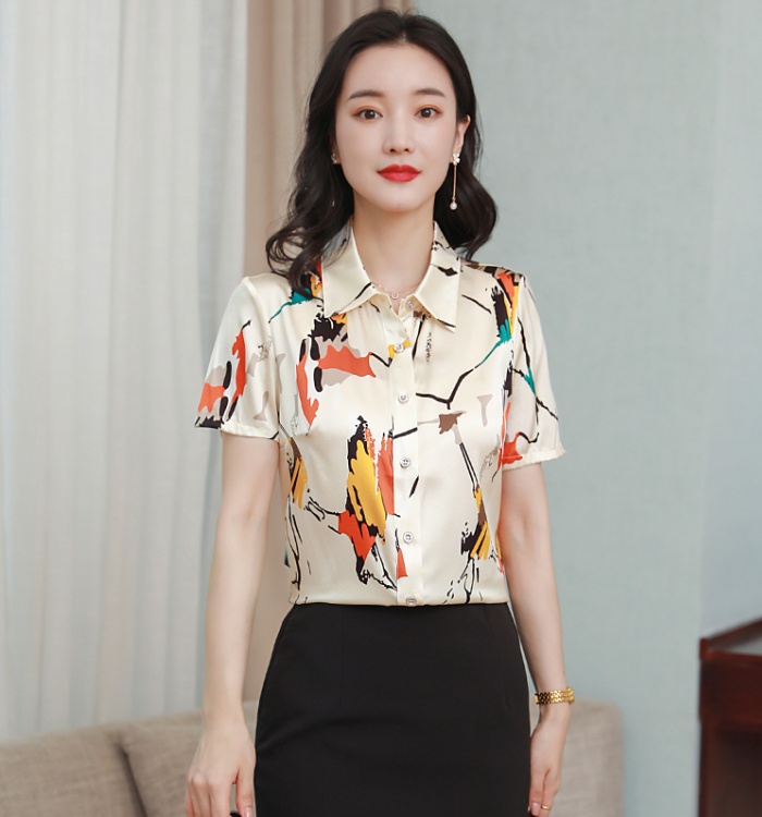 Summer printing tops slim shirt for women
