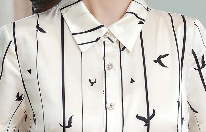 Middle-aged real silk shirt temperament tops for women