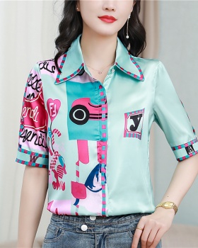 Real silk summer European style shirt for women