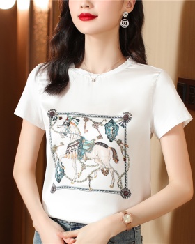 National style tops printing T-shirt for women