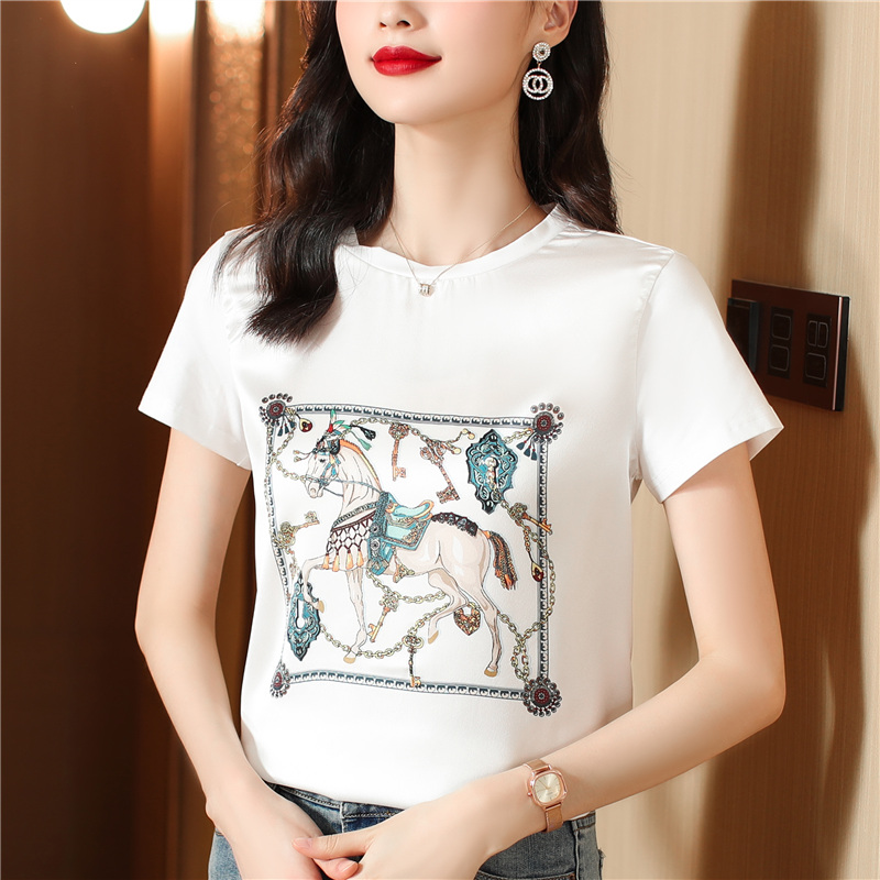 National style tops printing T-shirt for women