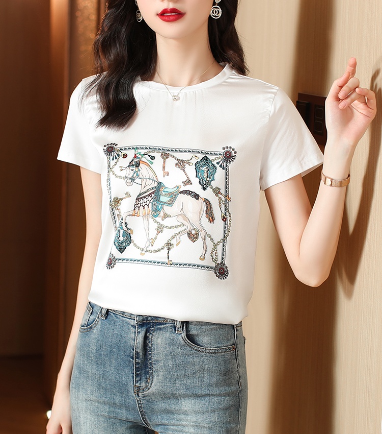 National style tops printing T-shirt for women